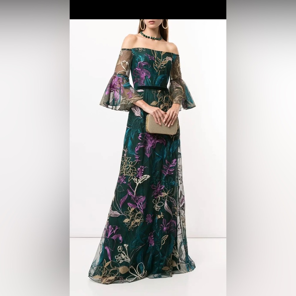 Marchesa Notte Embroidered off-shoulder gown-never been worn!